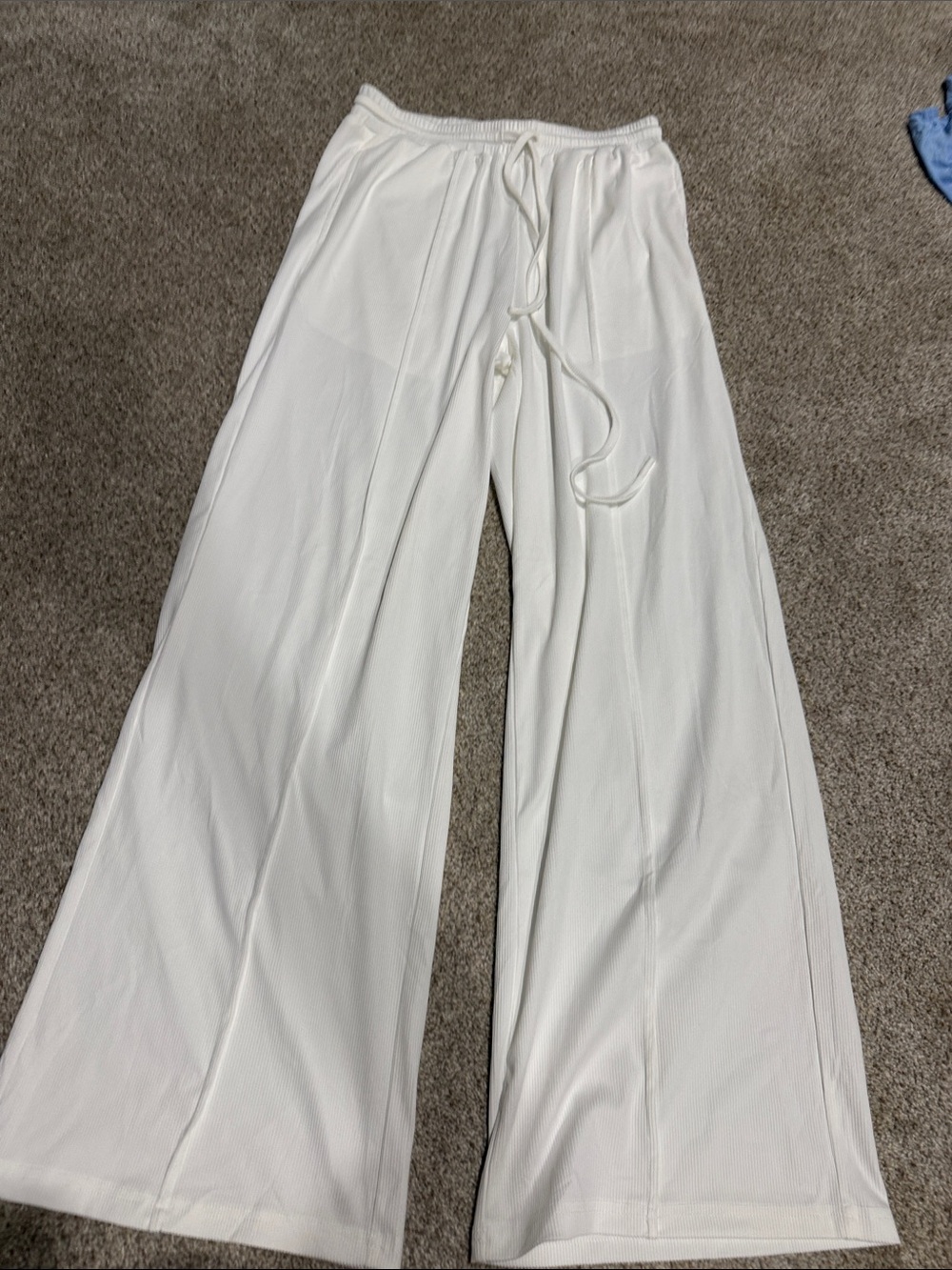 Wide-Leg Drawstring Lounge Pants - White